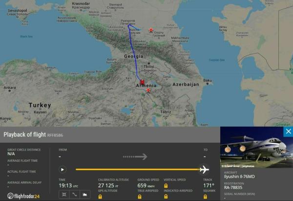 Flyradar: Грузия открыла воздушное пространство для военных самолетов России