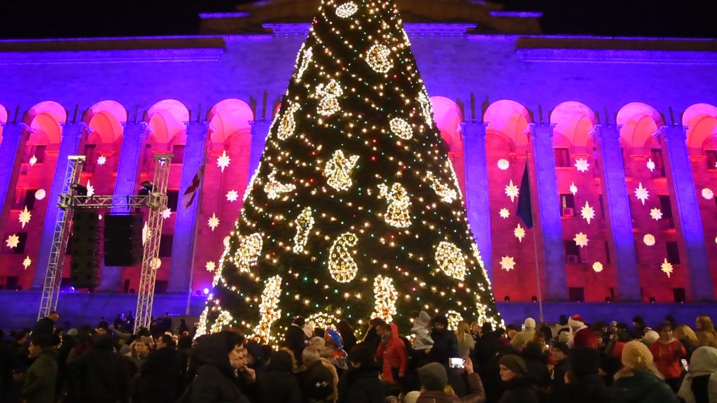 new year lights0 видео елка, иллюминация, новый год, тбилиси