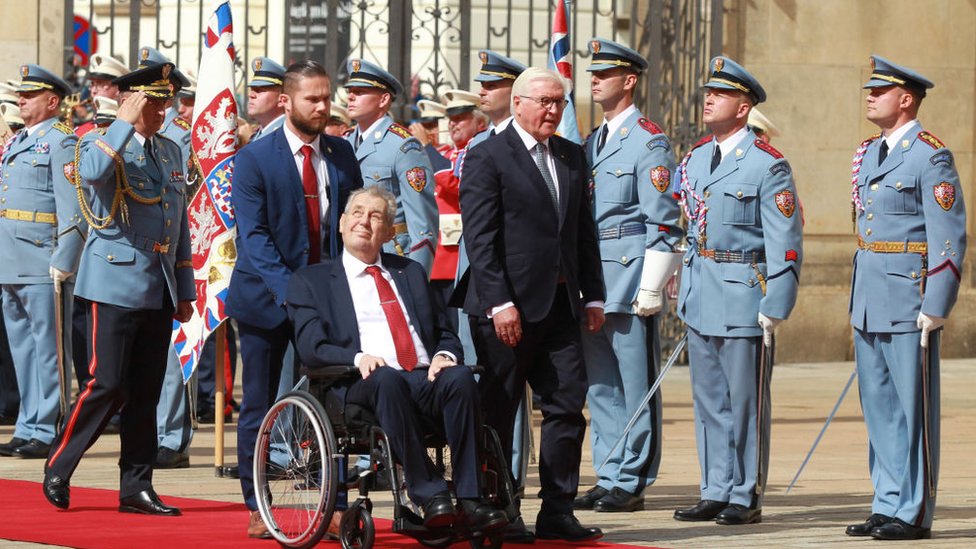 Президенты Чехии и Германии осматривают почетный караул