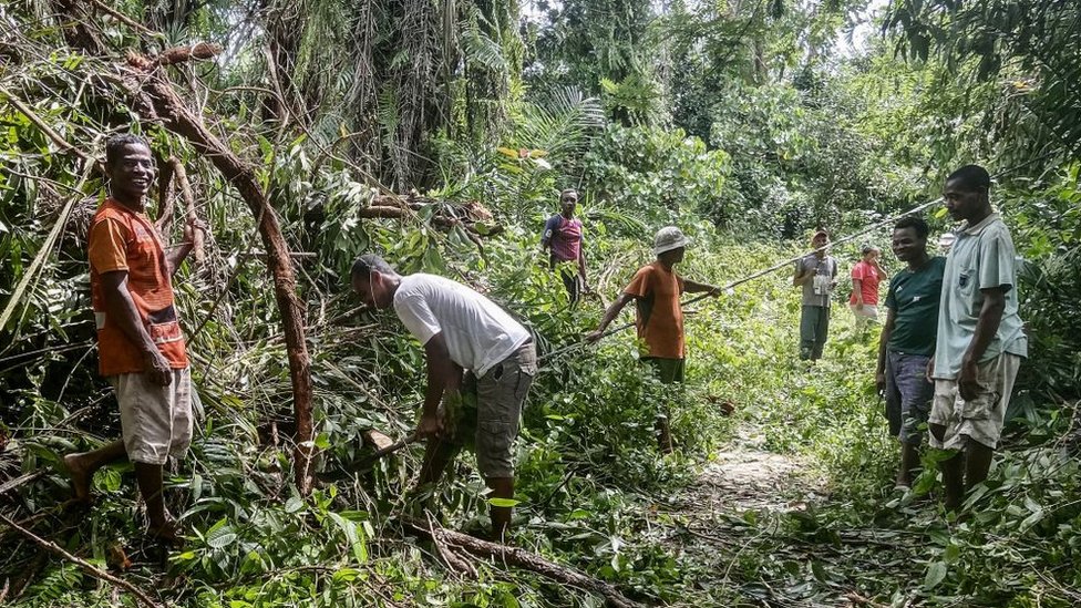 Residents in Mahanoro clear away damage caused by Cyclone Batsirai