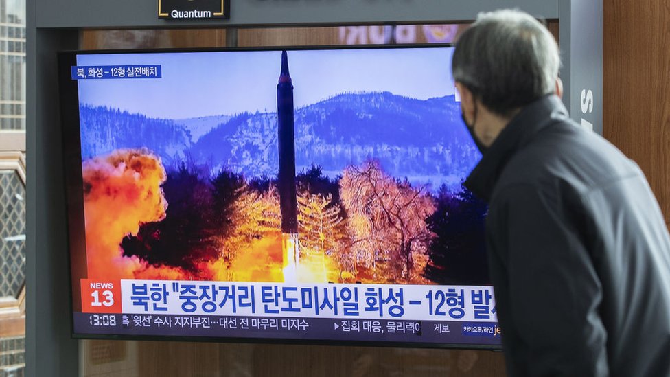 Сообщение телевидения об испытании ракет КНДР