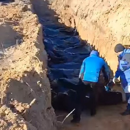 A mass grave in Bucha - still from video posted by Dr Levkivsky