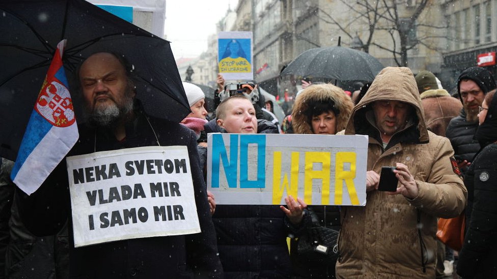 Проукраинская демонстрация в Белграде 6 марта 2022 года