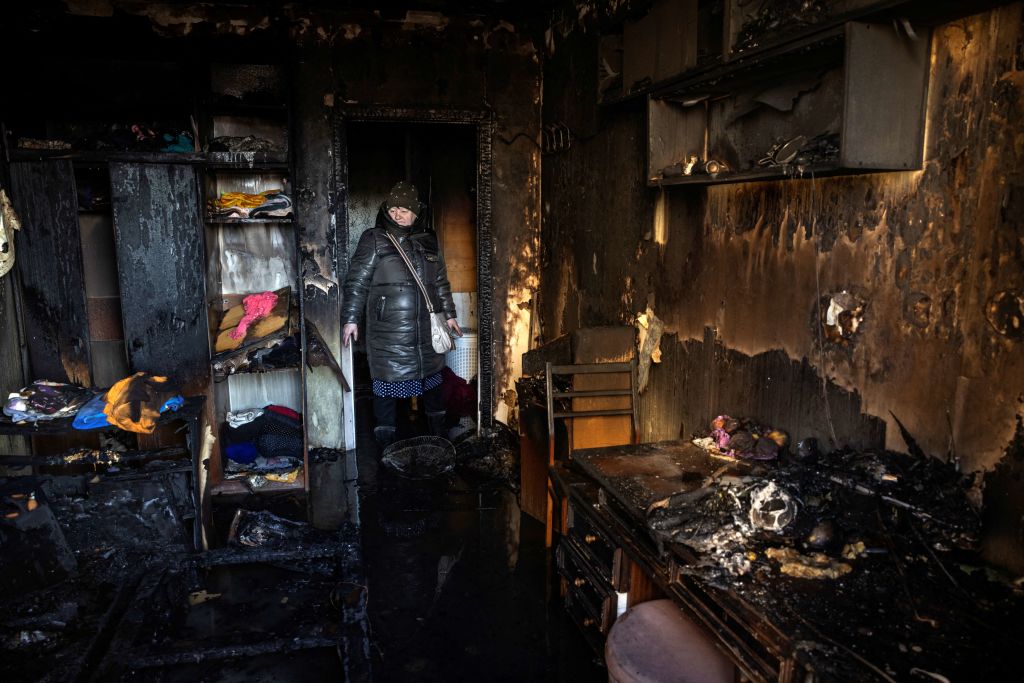 Киев, внутри сгоревшего дома