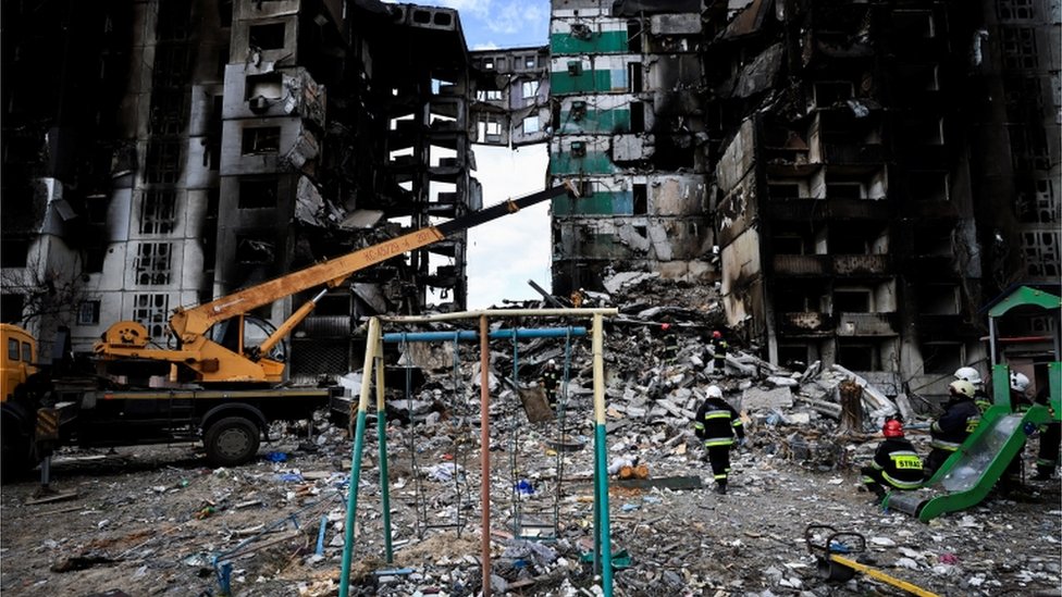 Жилой дом в Бородянке, разщрушенный в результате обстрела