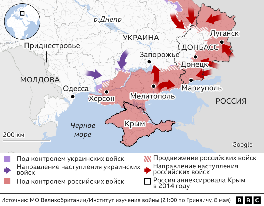 124426415 ukraine invasion south map x2 nc Новости BBC война в Украине, Россия, украина, Херсон