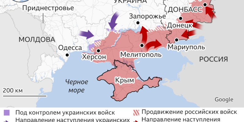 124426415 ukraine invasion south map x2 nc Новости BBC война в Украине, Россия, украина, Херсон