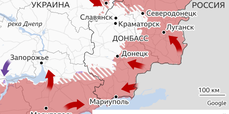 124650792 ukraine invasion east map x2 nc Новости BBC война в Украине