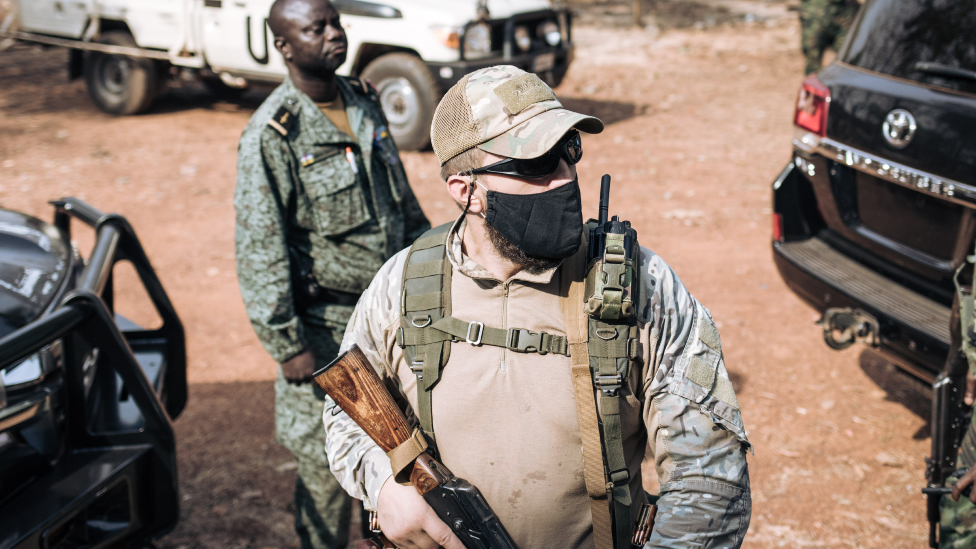 Российский охранник в Банги, Центральноафриканская Республика, 27 декабря 2020 г.