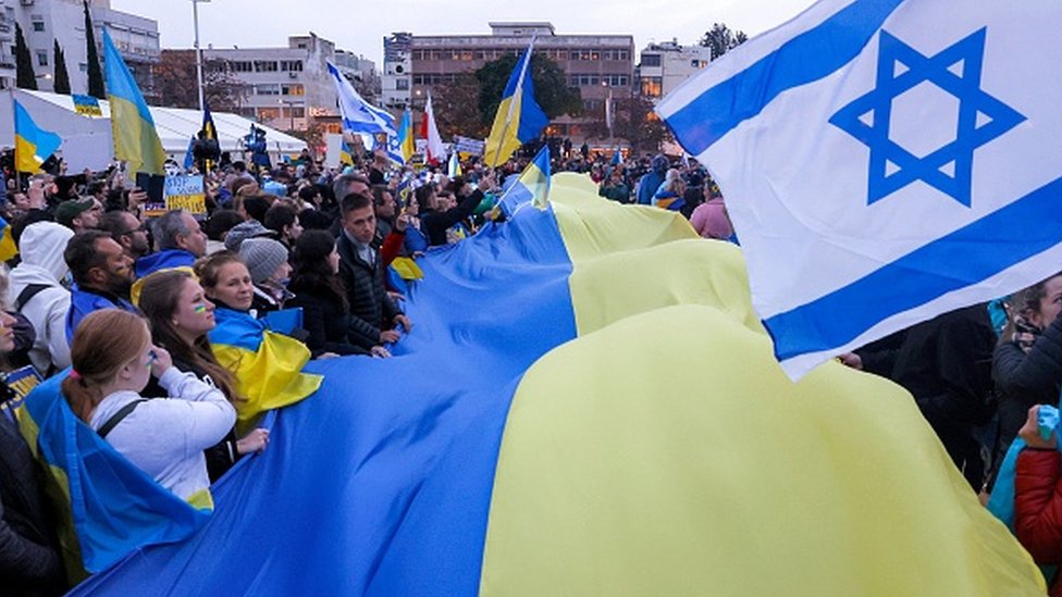 Акция в Тель-Авиве в поддержку Украины, март 2022 год