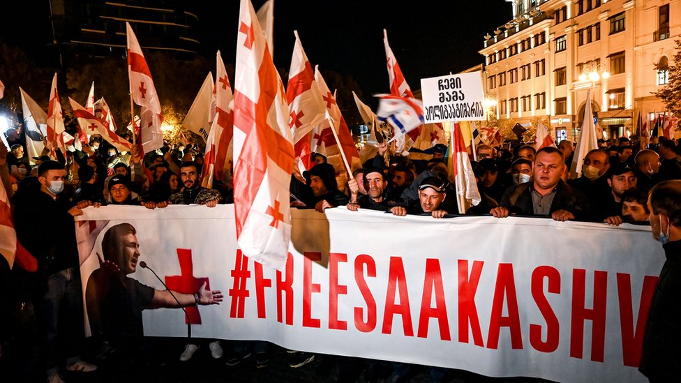 Митинг в поддержку Саакашвили в Тбилиси 8 ноября 2021 года