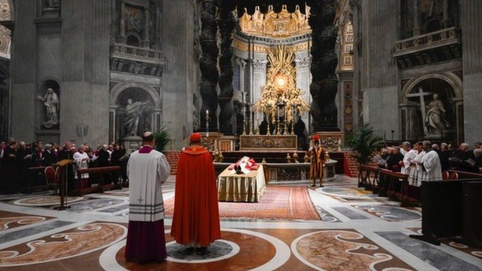 A picture was released of Pope Benedict's lying-in-state