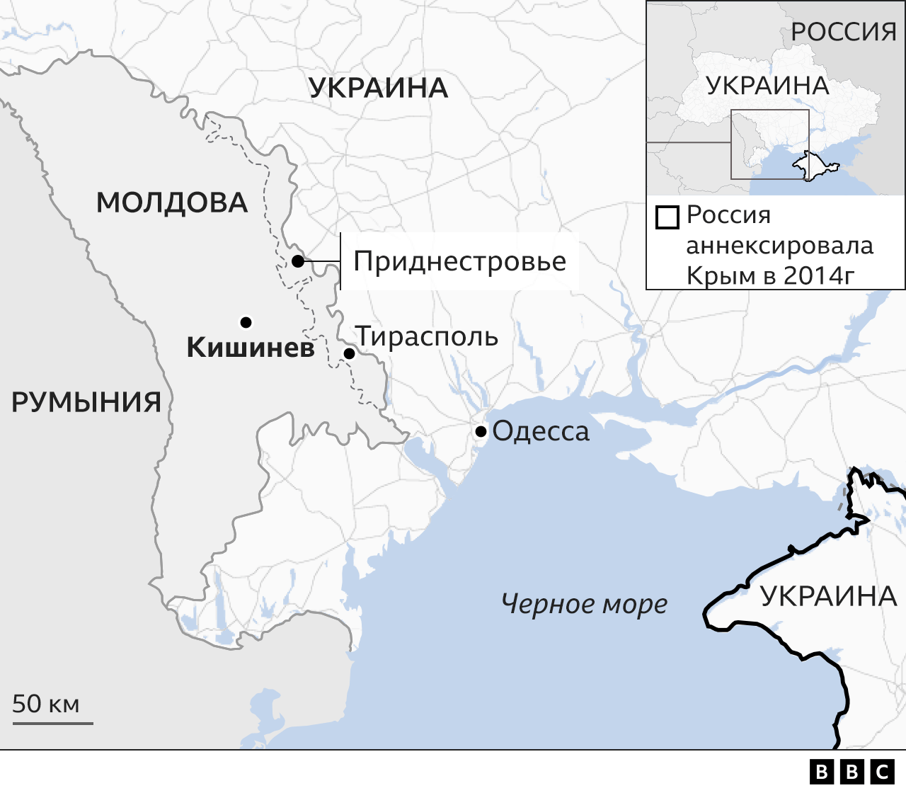 Карта Молдовы с прилегающими районами