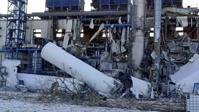 Damaged coca-cola factory in Kyiv, Ukraine