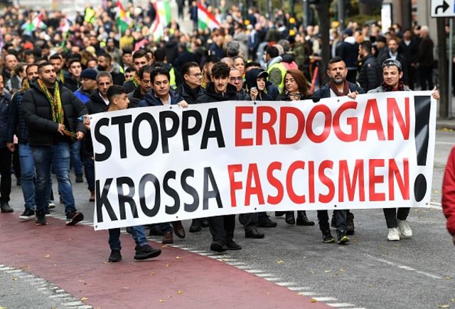 Протест курдов в Стокгольме, 2019 год