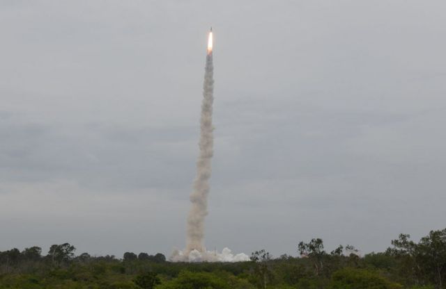 Пуск ракеты с «Чандраян-2»