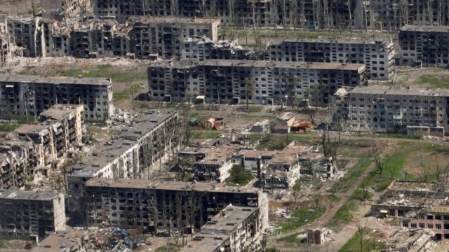 Разрушенный Бахмут, май 2023 года