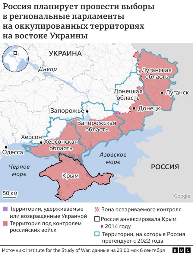 Карта: выборы на оккупированных территориях Украины
