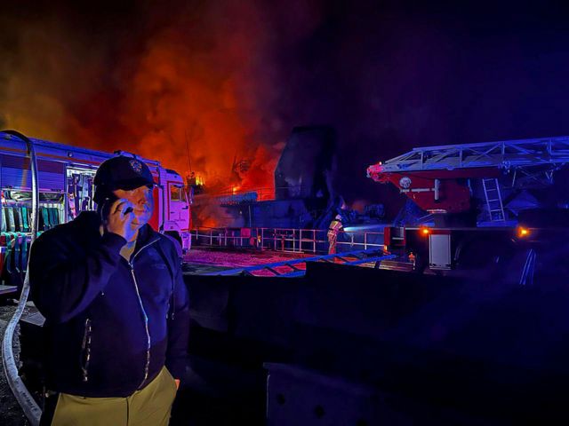 Пожар на судоремонтном заводе в Севастополе