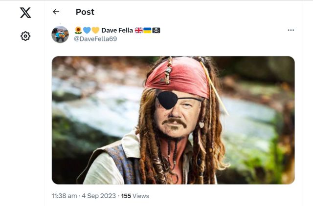 Лицо Шольца, наложенное на кадр из "Пиратов Каррибского моря"