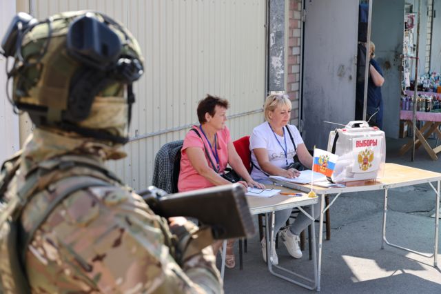 Досрочные выборы в оккупированном городе Каховка Херсонской области