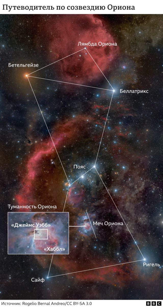 Карта созвездия Ориона