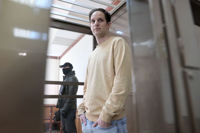 Эван Гершкович на заседании суда в Москве о продлении его ареста в сентябре 2023 года