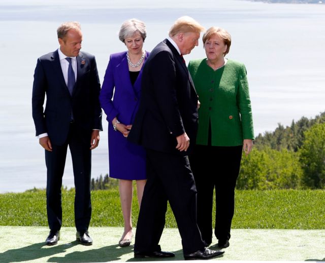 Туск, мей, Меркель и Трамп