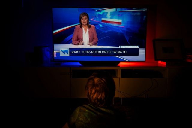 Экран выпуска новостей на TVP