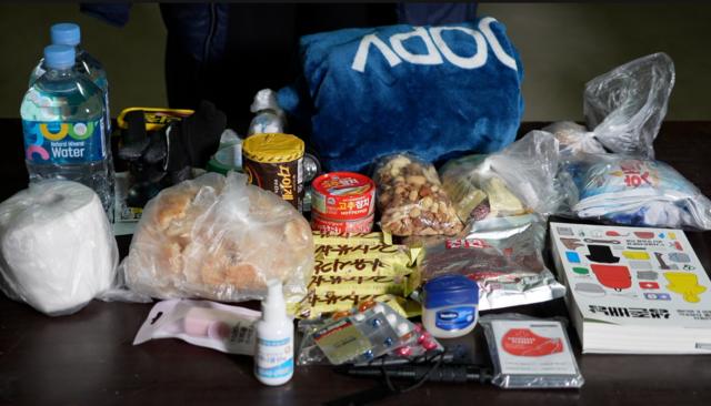 The survival bag prepared by Ms Park