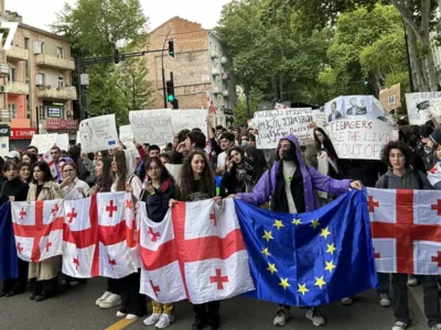 msvleloba 1 Без рубрики акция, закон об иноагентах в грузии, протестное шествие, студенческий протест в грузии