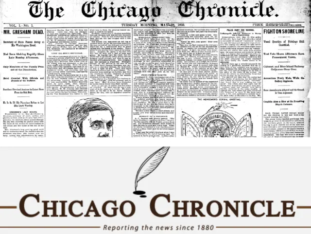логотип настоящей и фальшивой газеты Chicago Chronicle